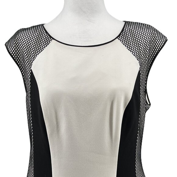 Calvin Klein Sleek Sophistication Colorblock Mesh Sheath Dress size 12 B&W - Picture 2 of 8